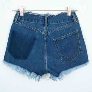 MOUSSY | No Waist Frayed Cut-Off Jean Shorts